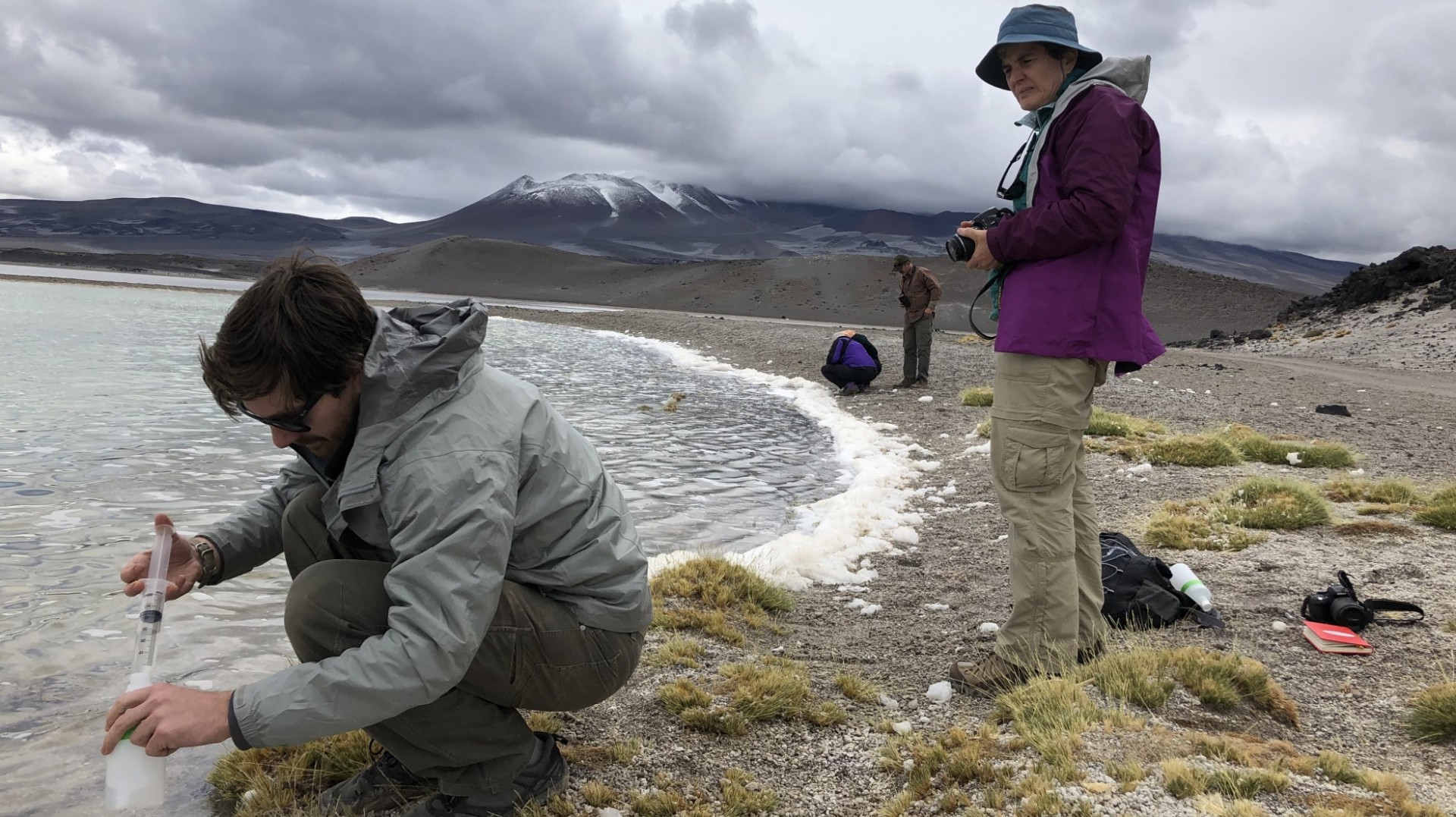 EPS researchers taking water samples in Argentina