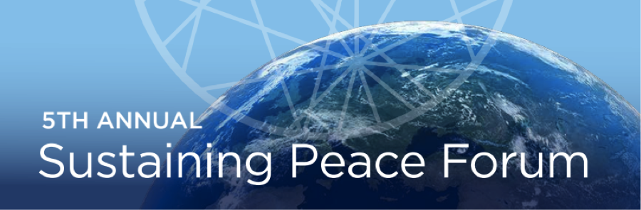 Banner for the 2017 Sustaining Peace Forum with the AC4 Logo over a globe