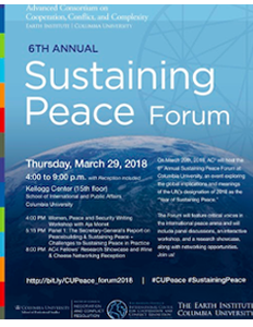 Flyer for the 2018 Sustaining Peace Forum