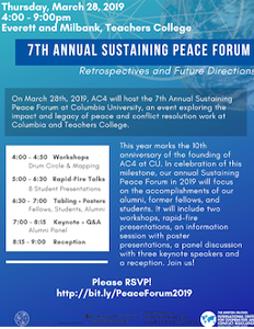 Flyer for the 2019 Sustaining Peace Forum